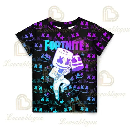 Camiseta 3D Battle Royale Fortnite, camisetas para hombres y mujeres, niños y niñas, tops de dibujos animados Victory, ropa para adolescentes, camisetas y tops infantiles de héroes de videojuegos
