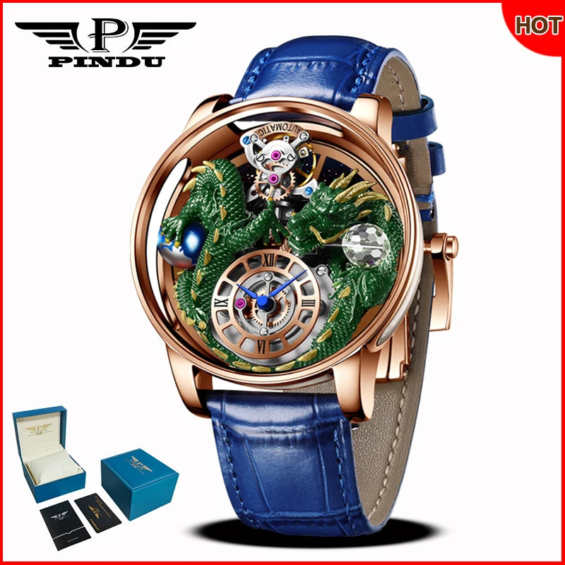 Orologio da uomo PINDU Design 2025 nuovo, Diamond Tourbillon, brand di lusso Astronomia, al quarzo, vetro zaffiro, impermeabile