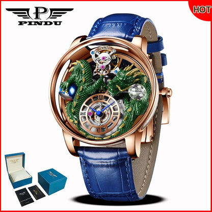 Orologio da uomo PINDU Design 2025 nuovo, Diamond Tourbillon, brand di lusso Astronomia, al quarzo, vetro zaffiro, impermeabile