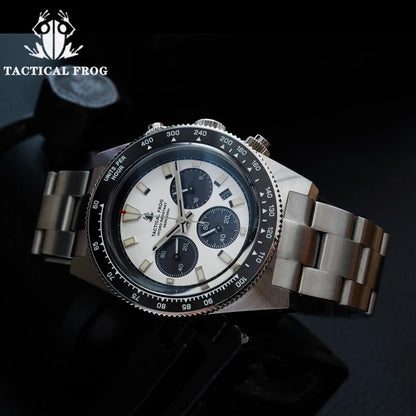 Orologio cronografo da uomo Tactical Frog 41mm, movimento al quarzo solare VS75, impermeabile, zaffiro, verde, luminoso C3, orologio da polso al quarzo