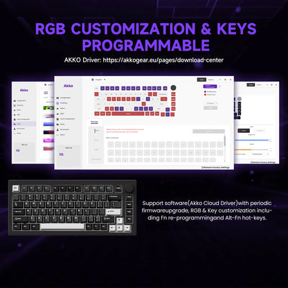 Teclado Akko 5075 V3 75% ANSI-US con rueda de volumen, hot-swappable, RGB, USB Type-C/2.4g y BT5.0, trimodo, teclado mecánico gaming personalizado