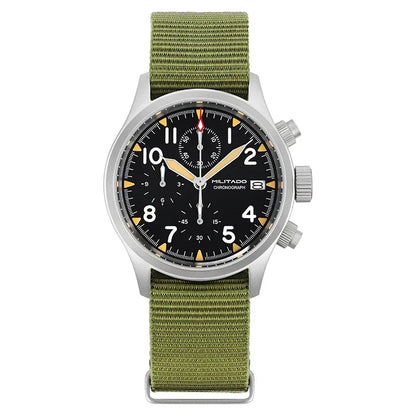 Orologio cronografo al quarzo Militado VK61 VK67, 39mm, cassa in acciaio inox 316L, 3 quadranti, impermeabile 100M, orologio militare multifunzione