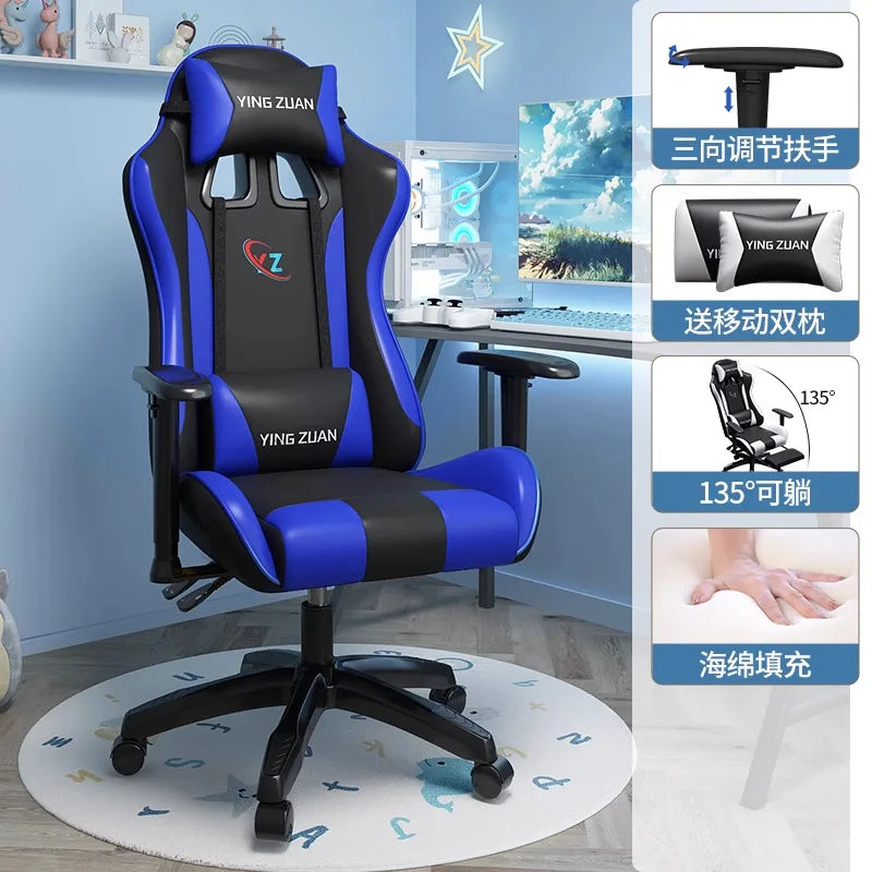 Silla gaming Silla de ordenador Asiento reclinable cómodo Juego LIVE Residencia estudiantil hogar Ergonomía para sedentarismo