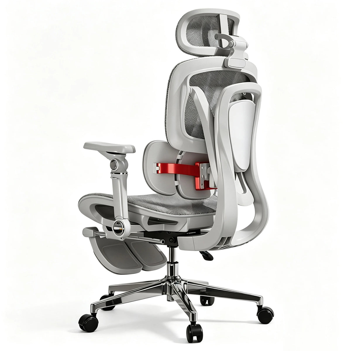 Chaise de bureau ergonomique, chaise de jeu pour ordinateur avec base en alliage d'aluminium
