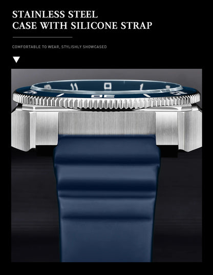 Orologio subacqueo automatico FeelNever 8215 da uomo, super luminoso, in acciaio 316, con vetro zaffiro, orologio sportivo meccanico maschile