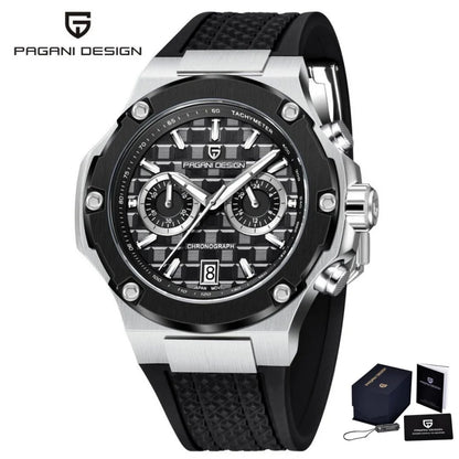 Reloj de cuarzo para hombre PAGANI DESIGN PD-YS032, 44mm, movimiento japonés VK64, caja de acero inoxidable, correa de caucho, cristal de zafiro, resistente al agua 100M