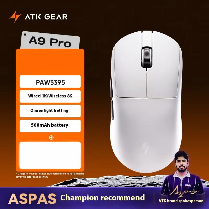 Ratón gaming inalámbrico ATK A9 Ultra Tri Mode 8K 53g ligero A9/A9 SE/A9 Plus/A9 Pro para PC e-sports, regalo personalizado