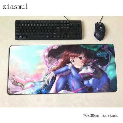 Alfombrilla gamer D.Va 70x30cm XL para ratón gaming, PC y portátil, tapete de escritorio bonito para juegos, regalo de Navidad para gamers, alfombrilla gamepad