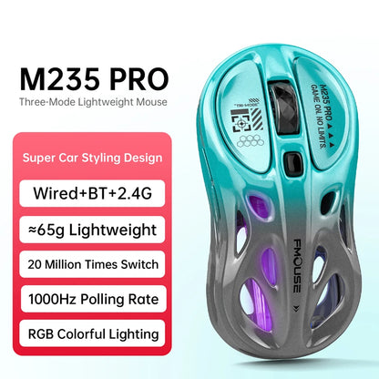 Tri-Mode RGB Gaming Mouse Wireless 2.4G Bluetooth Wired Lightweight Gaming Mouse with Chroma RGB Lighting, 4800 DPI Rechargeable Gaming Mouse for PC & Laptop