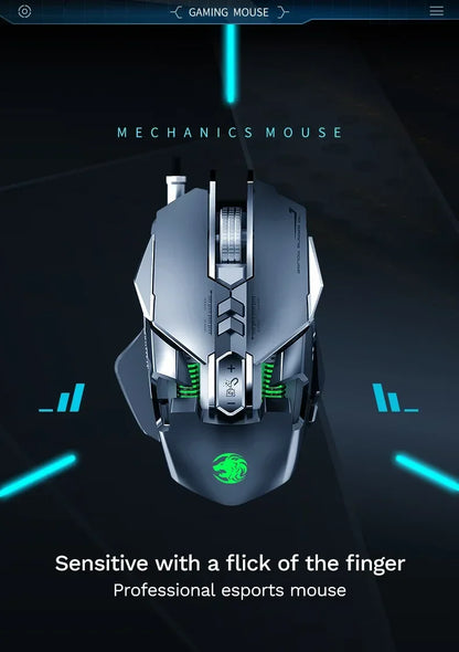 Ratón mecánico con cable para PC gaming y esports, RGB, 6400 DPI, succión magnética y contrapeso DIY