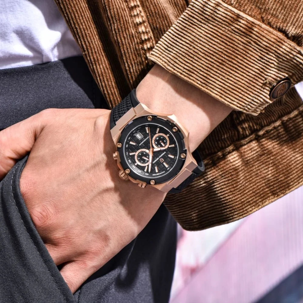 Reloj de cuarzo para hombre PAGANI DESIGN PD-YS032, 44mm, movimiento japonés VK64, caja de acero inoxidable, correa de caucho, cristal de zafiro, resistente al agua 100M