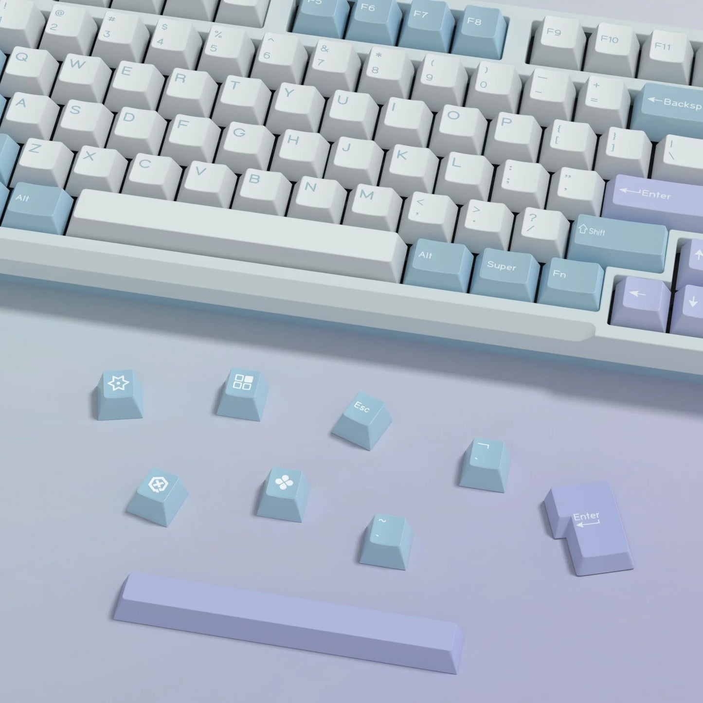 Keycaps KBDiy GMK Illusion perfil Cherry de PBT de doble inyección ISO para kit de teclado mecánico gamer, estilo retro gaming
