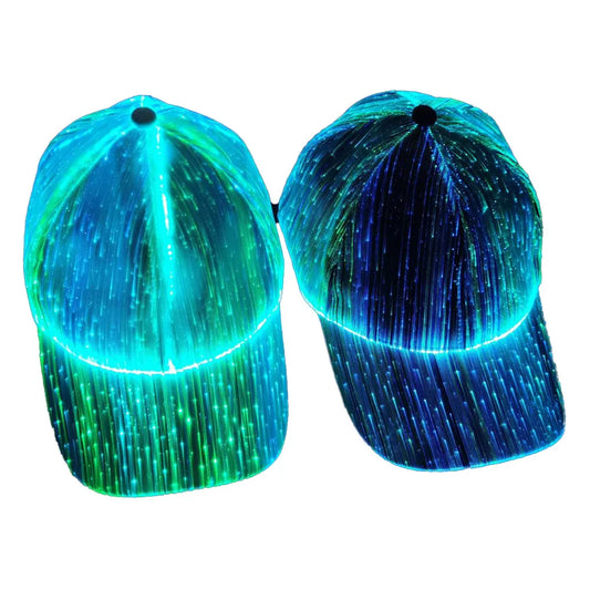Fiber Optic Cap LED Hat with 7 Colors Luminous Glowing EDC Baseball Hats USB Charging Light Up Caps Performance Led Cap