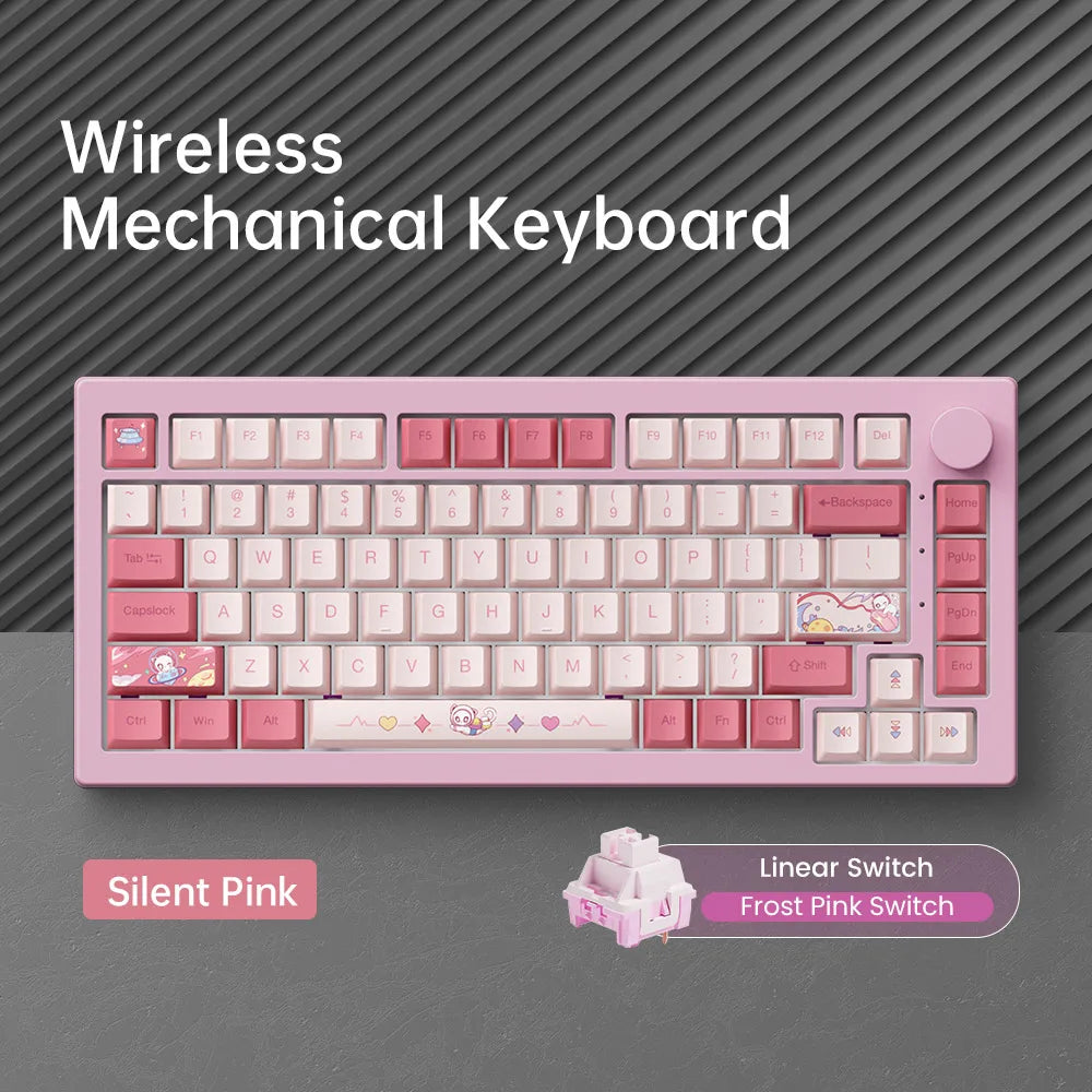 Teclado Akko 5075 V3 75% ANSI-US con rueda de volumen, hot-swappable, RGB, USB Type-C/2.4g y BT5.0, trimodo, teclado mecánico gaming personalizado