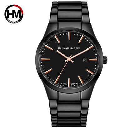 Relógio de homem Hannah Martin, caixa em aço inoxidável, movimento de quartzo, mostrador de 41 mm, estilo profissional, com indicação do calendário (imitação)