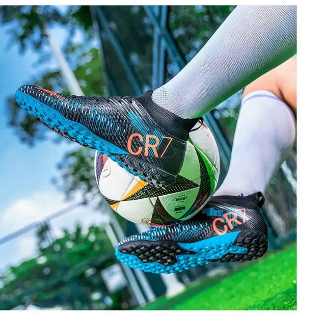 Scarpe da calcio per bambini antiurto sulla punta, chiusura con lacci, tacchetti corti antiscivolo, resistenti all’usura e traspiranti, per partite su erba all’aperto