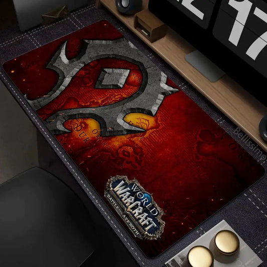 Φυσικό Μεγάλο Λαστιχένιο Mouse Pad Horde Alliance για Γραφείο Υπολογιστή και Πληκτρολόγιο, HD World Of Warcraft Gaming Mousepad Ταχύτητας με Ραμμένες Άκρες