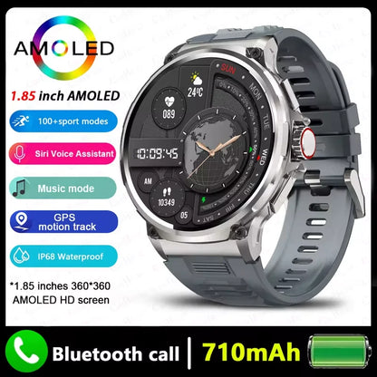 2026 New GPS Track Smart Watch Men 1.85-Inch HD AMOLED Screen 710 Mah Battery Sport Bluetooth Call Smartwatch For Android IOS