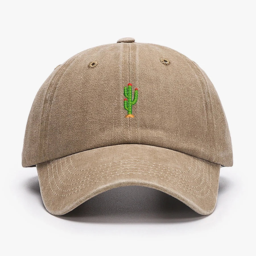 Casquette de baseball vintage souple avec broderie « Mini Cactus » pour homme et femme, effet délavé, pour le sport, la pêche, papa, visière, été, automne, casquette à visière