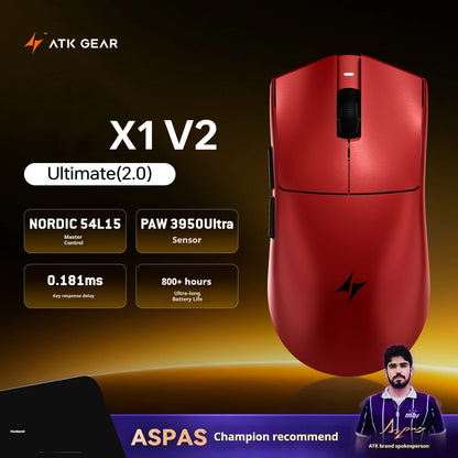 ATK X1 V2 Ultimate 2.0 mus trådløs Paw3950 ultralet 54g 750ips 0.163ms lav latenstid 650ips gamer nyt tilbehør gaver