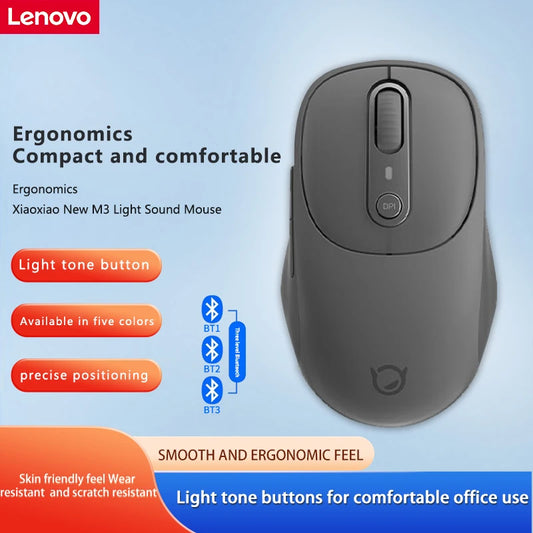 Miš Lenovo Xiaoxin Bluetooth Wireless Mouse M3 Twilight Gray Light Sound Three Bluetooth uredski miš