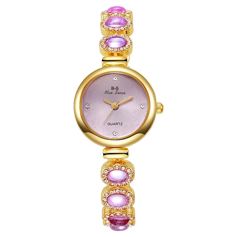 Famous Brand Women's Quartz Watches Luxury Green Gemstone Bracelet Watch Gift Female Wristwatch Dropshipping Relojes Para Mujer