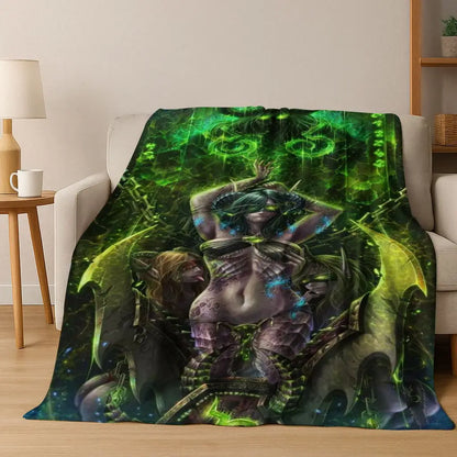 Flanelová deka WOW World of Warcraft Arthas Demon Illidan Sylvanas, útulná měkká přikrývka pro domácnost, ložnici, postel, pohovku, přehoz nebo dárek