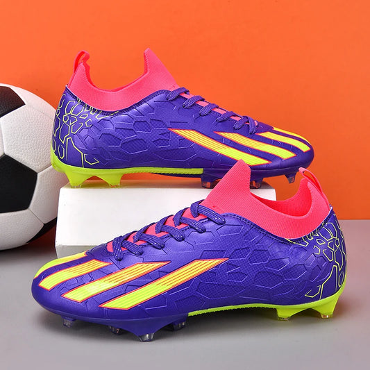 Scarpe da calcio professionali da uomo alla caviglia per erba, unisex, con tacchetti lunghi FG, scarpe da calcio Chuteira Society