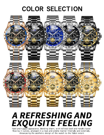 BINBOND quartz watches for men luxury accurate durable watch luminous waterproof chronograph men's watch business watch reloj