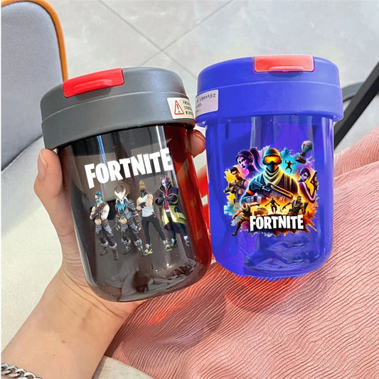 Game Fortnites Mini Straw Cups School Student Plastic Water Bottle Children Leak-proof Coffice Milk Cups Travel Outdoor Office
