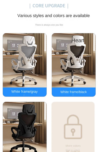 Asiento reclinable ergonómico, silla de oficina cómoda, silla para ordenador doméstica, silla para residencia de estudiantes, silla gaming con reposapiés