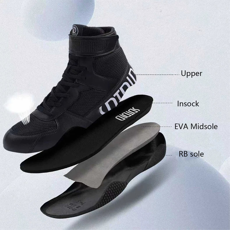 Nuove scarpe da wrestling da uomo, taglia grande, in mesh traspirante, scarpe da boxe antiscivolo, resistenti all’usura, sneaker casual alla moda per sport ad alta intensità
