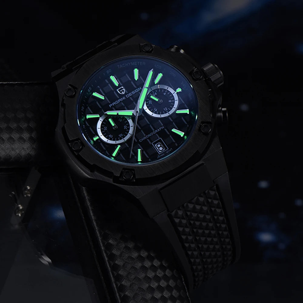 PAGANI DESIGN muški kvarcni satovi – luksuzni sportski kronograf, vodootporan, s luminescentnim kazaljkama i safirnim kristalom s antirefleksivnim premazom