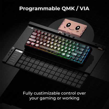 Teclado mecánico inalámbrico XVX M67 JadeStone con teclas IMD-Tech, trimodo, diseño topográfico blanco gamer y estructura gasket
