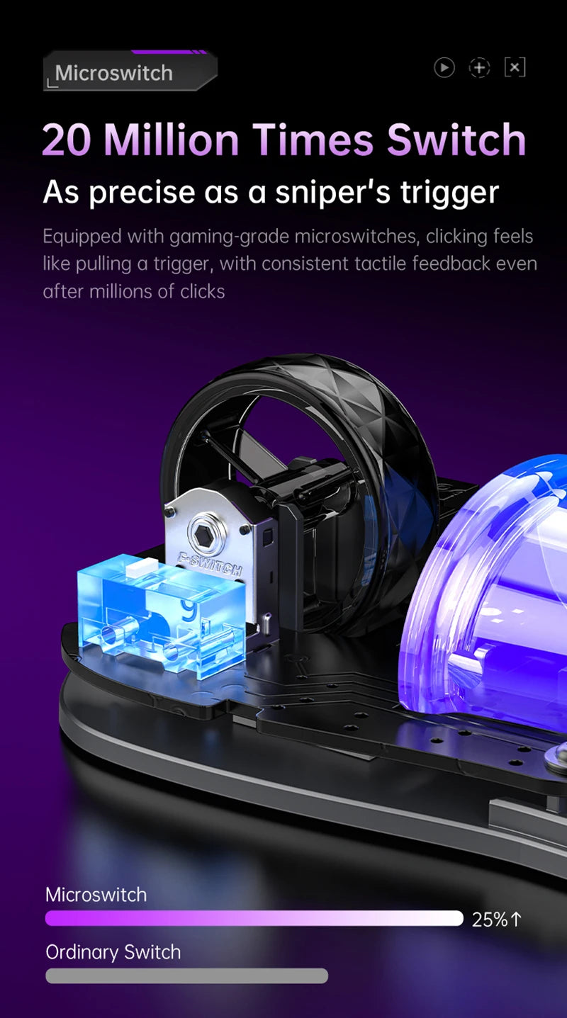 Tri-Mode RGB Gaming Mouse Wireless 2.4G Bluetooth Wired Lightweight Gaming Mouse with Chroma RGB Lighting, 4800 DPI Rechargeable Gaming Mouse for PC & Laptop