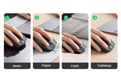 UGREEN bežični miš Bluetooth 5.0, ergonomski miš 4000DPI, 6 tihih tipki, miš za MacBook, tablet, prijenosna računala, računalo PC, 2.4G miševi