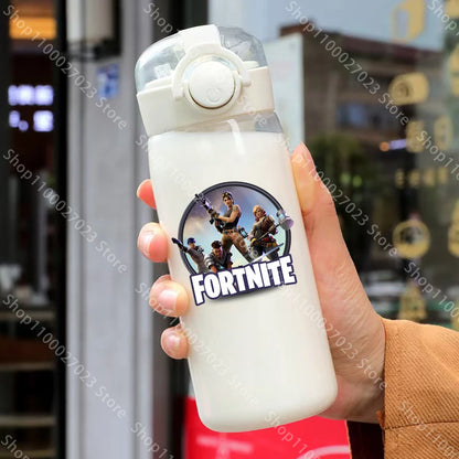 Bicchiere con cannuccia Fortnite da 400ML e 18CM per adulti, ragazzi e ragazze, graziosa tazza per acqua con motivo cartoon per studenti, bottiglia d’acqua resistente agli urti, portatile, idea regalo