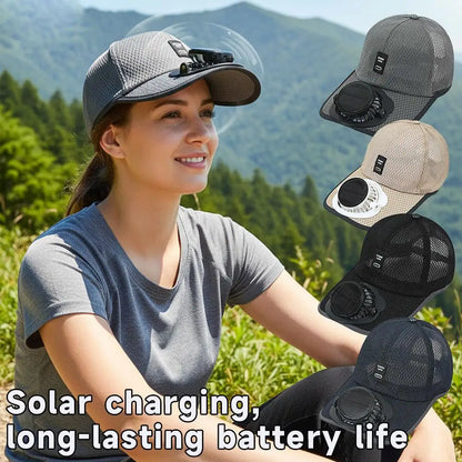 Breathable Sun Hat — Solar Fan, USB Charging