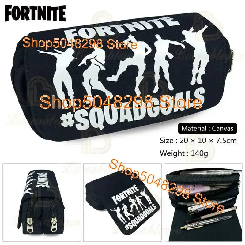 Estuche grande de lona kawaii para lápices, estuche para bolígrafos para niños y niñas, estampado Fortnite, material escolar, papelería para adolescentes, regalo de cumpleaños
