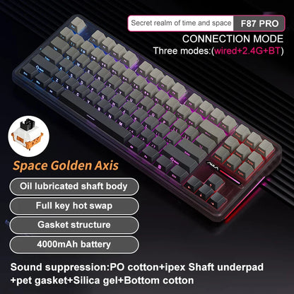 AULA F87 Pro Wireless Mechanical Keyboard 87 Keys Bluetooth 2.4G Wired Gaming Keyboard RGB Hotswap Gamer Non-contact Keyboard