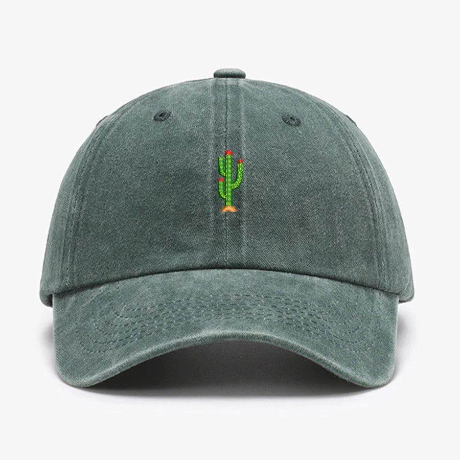 Casquette de baseball vintage souple avec broderie « Mini Cactus » pour homme et femme, effet délavé, pour le sport, la pêche, papa, visière, été, automne, casquette à visière