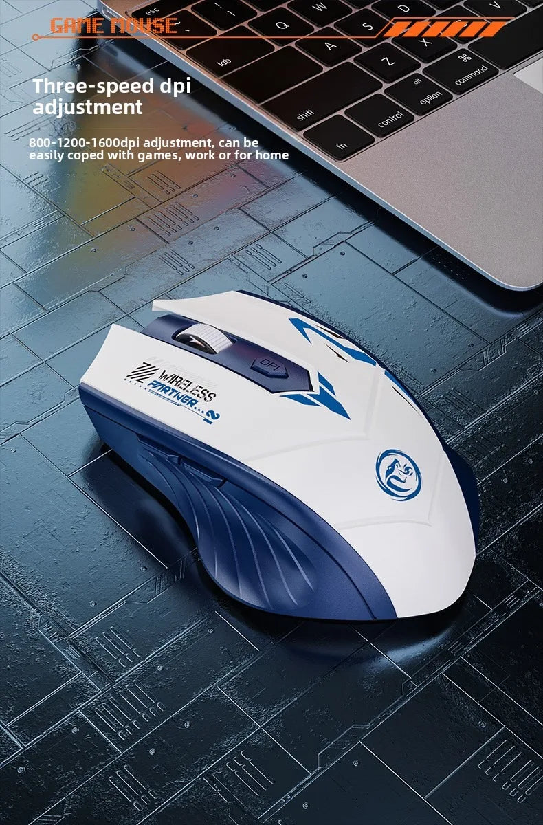 Ratón gaming inalámbrico 2.4G USB silencioso de doble modo Bluetooth recargable 1600DPI para ordenador, PC y portátil