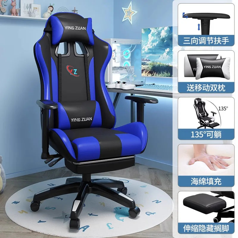 Silla gaming Silla de ordenador Asiento reclinable cómodo Juego LIVE Residencia estudiantil hogar Ergonomía para sedentarismo