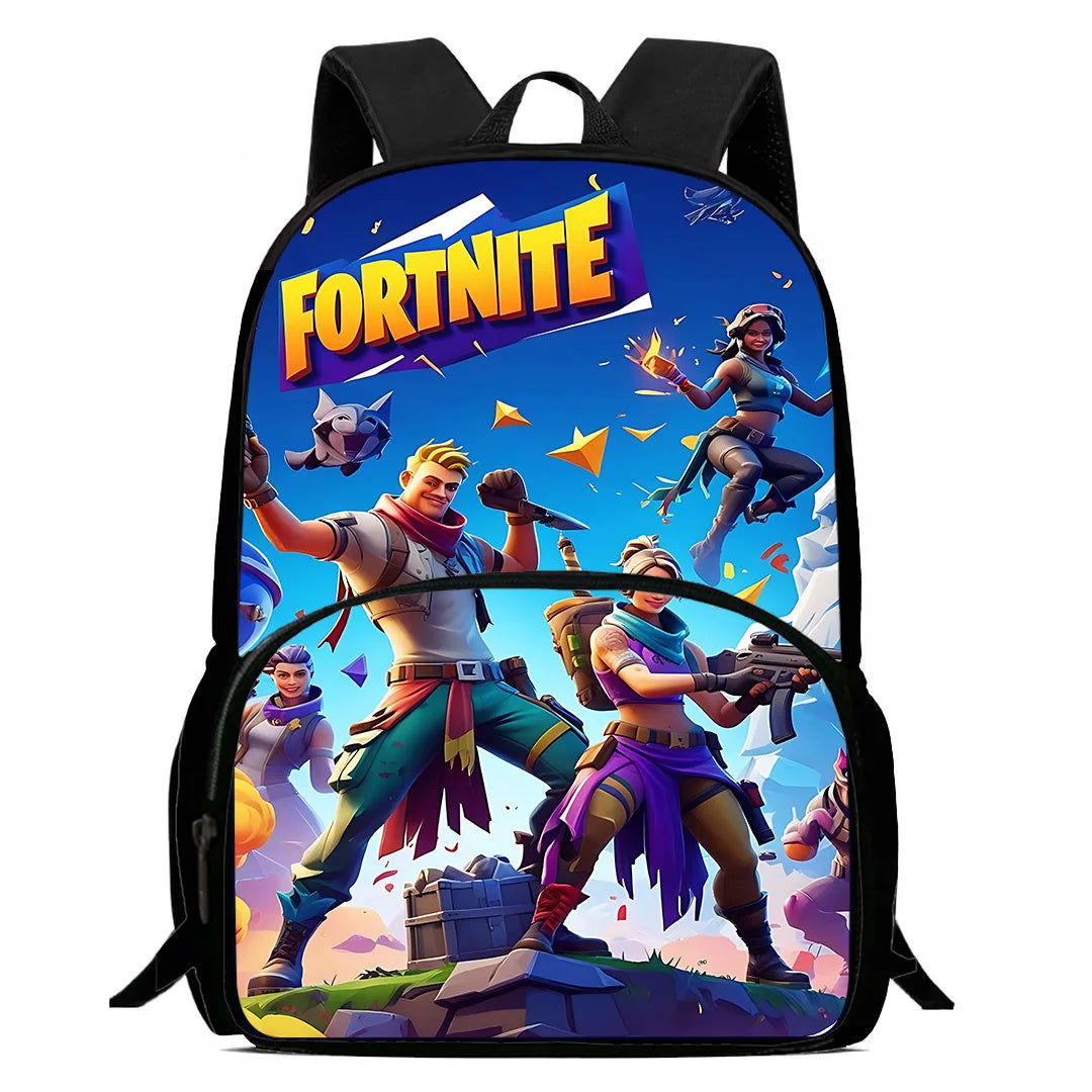 Zaino da scuola per bambini Hot Game con borsa pranzo e astuccio, grande capacità, design F-FortniteS, per ragazzi e ragazze, regalo ideale