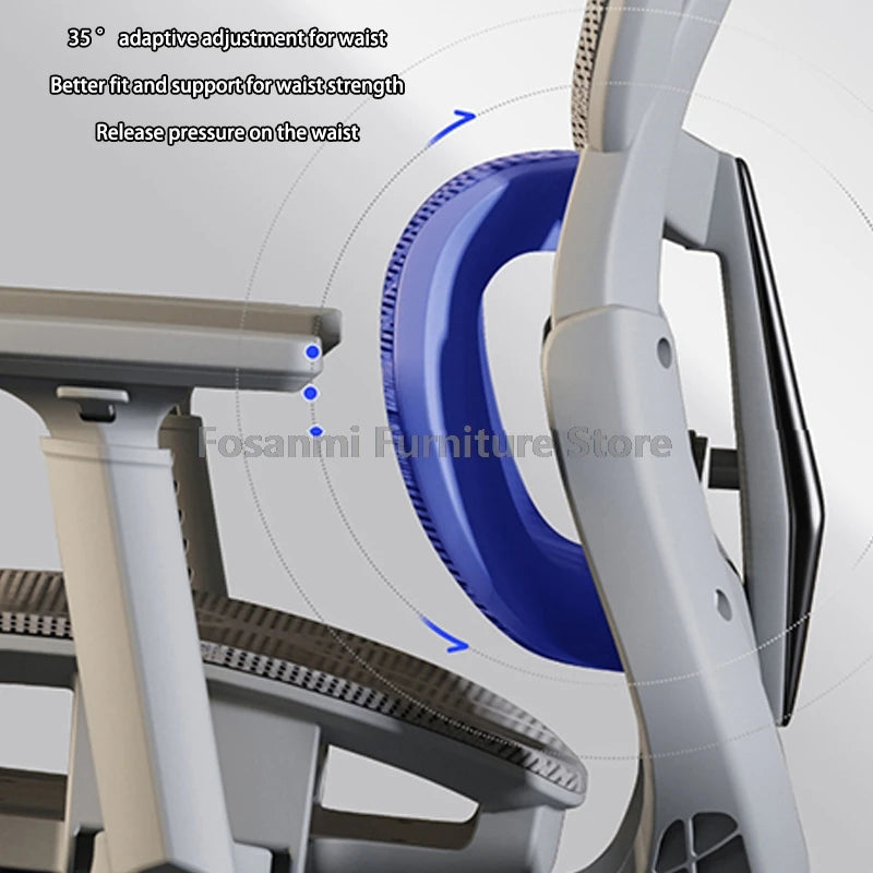 Sedia da ufficio per computer in mesh traspirante con braccioli e supporto lombare, sedia da scrivania ergonomica regolabile, sedia da gaming per la casa con poggiatesta