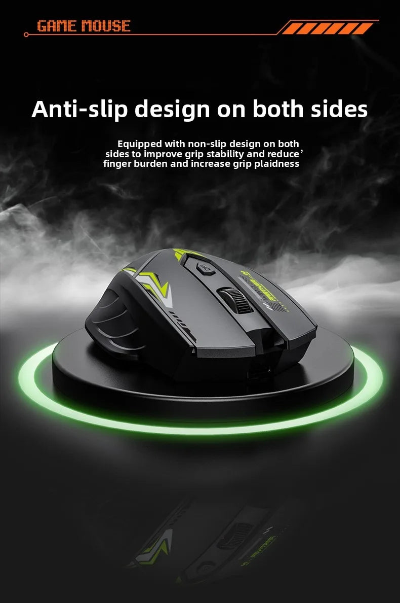 Ratón gaming inalámbrico 2.4G USB silencioso de doble modo Bluetooth recargable 1600DPI para ordenador, PC y portátil
