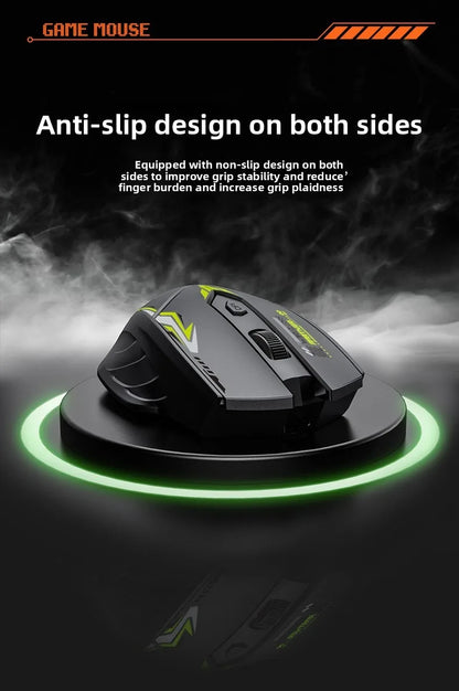 Ratón gaming inalámbrico 2.4G USB silencioso de doble modo Bluetooth recargable 1600DPI para ordenador, PC y portátil