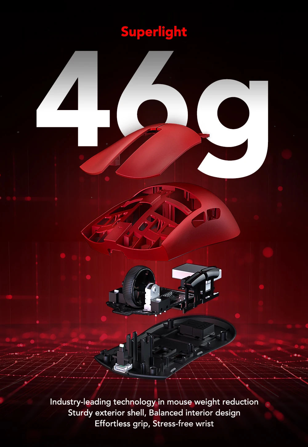 Mouse gaming KYSONA Jupiter Series cablato e wireless 8Khz con sensore PAW3950, Bluetooth, 46g, ricaricabile, driver web per PC e laptop