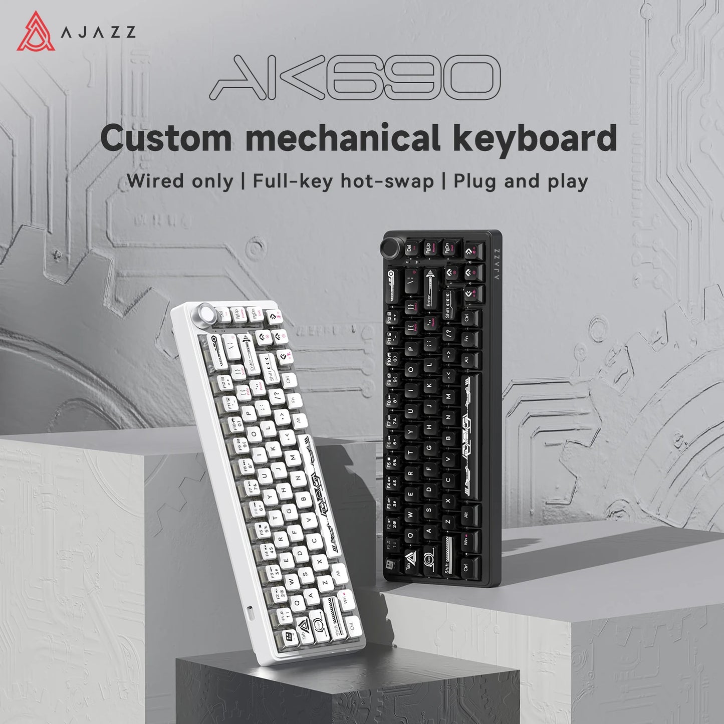 AJAZZ AK690 65% Mechanical Keyboard Full-key Hot-swap Wired USB Plug And Play Mixed Light 68 Keys Gaming Keyboard For Laptop PC