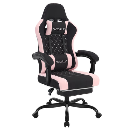 WOLTU Massage Gaming Chair Ergonomic Swivel Computer Chair with Pillow & Footrest Adjustable Headrest Lumbar Support Gamer Chair